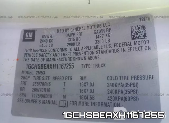 1GCHSBEAXH1167255 фото 9