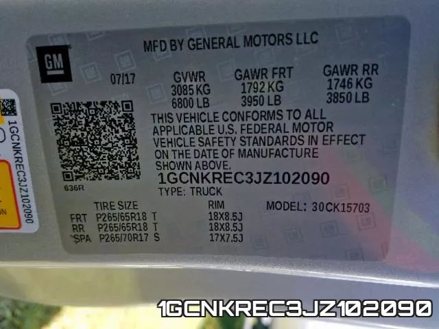 1GCNKREC3JZ102090 фото 2