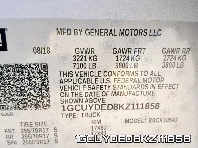 1GCUYDED8KZ111858 фото 2