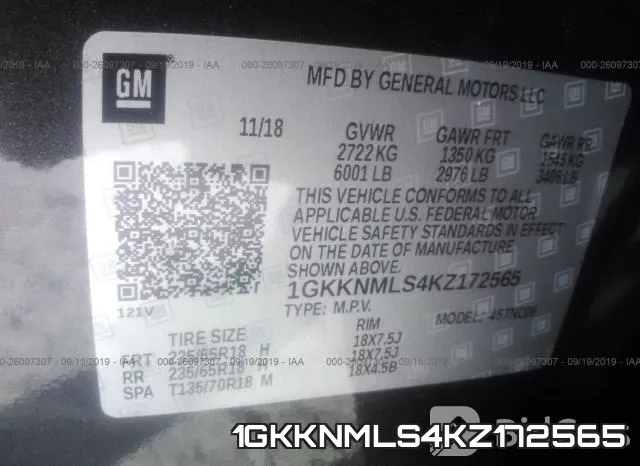 1GKKNMLS4KZ172565 фото 7