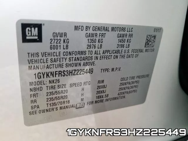 1GYKNFRS3HZ225449 фото 2