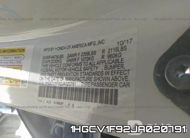 1HGCV1F92JA020791 фото 9
