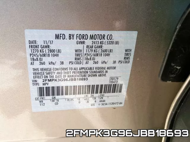 2FMPK3G96JBB18693 фото 2