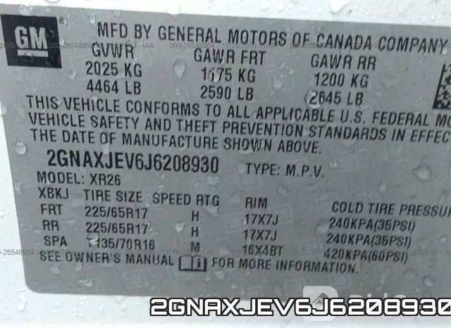 2GNAXJEV6J6208930 фото 9