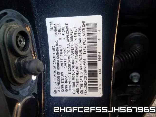 2HGFC2F55JH567965 фото 2
