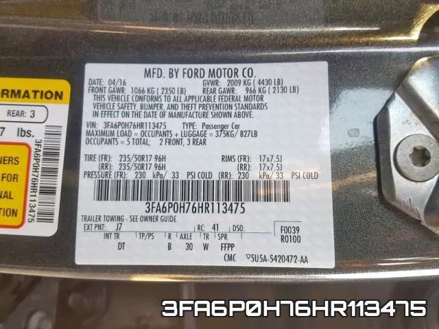 3FA6P0H76HR113475 фото 2