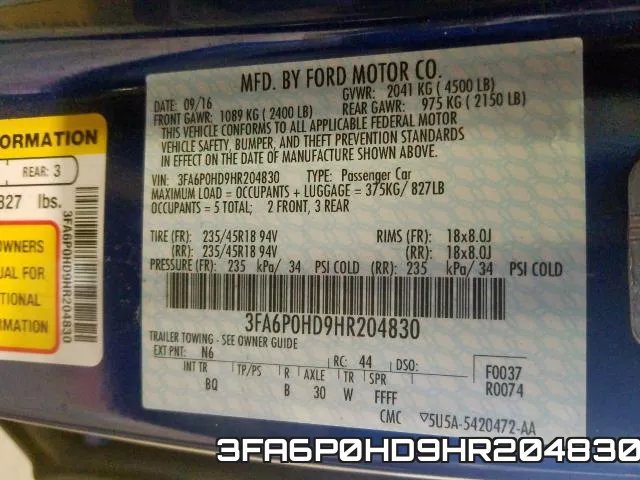 3FA6P0HD9HR204830 фото 2