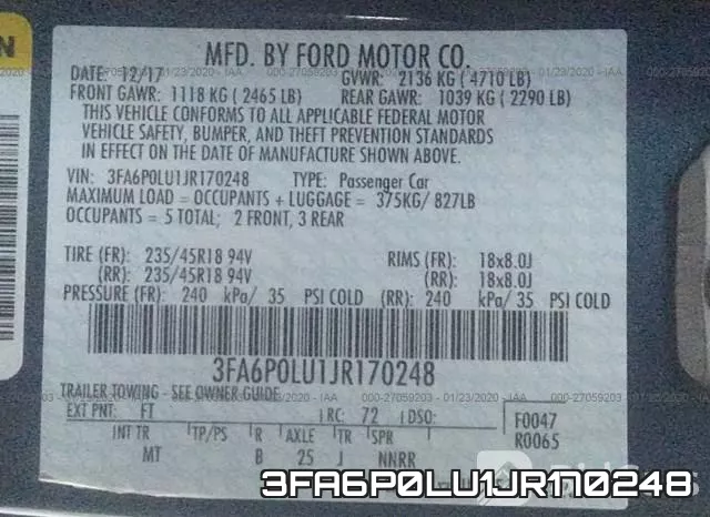 3FA6P0LU1JR170248 фото 8