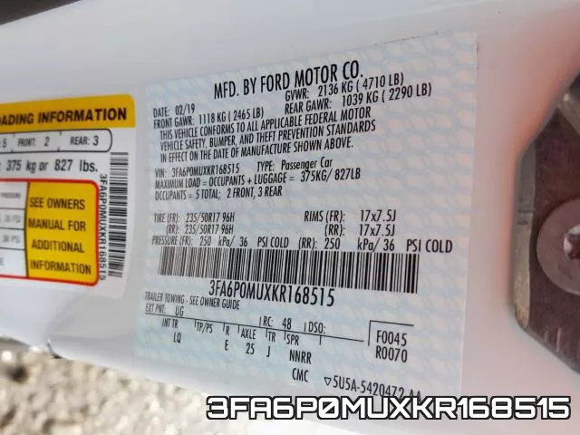 3FA6P0MUXKR168515 фото 2