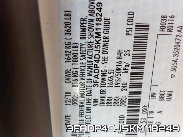 3FADP4DJ5KM118249 фото 2