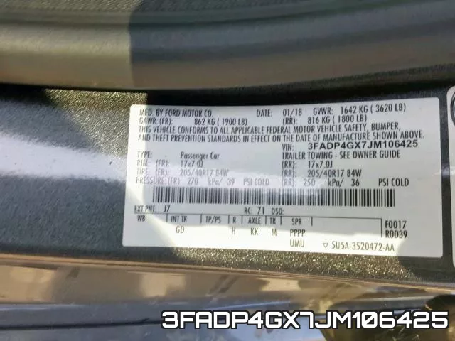 3FADP4GX7JM106425 фото 2