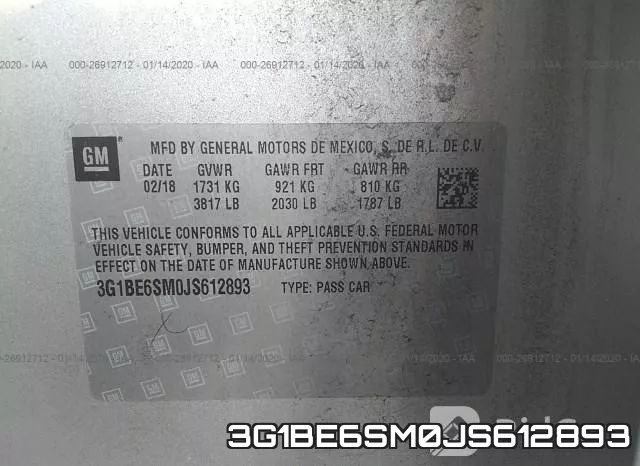 3G1BE6SM0JS612893 фото 9
