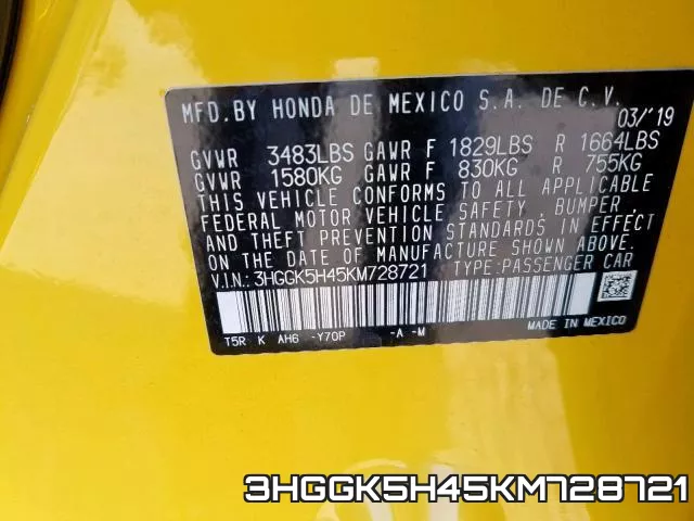3HGGK5H45KM728721 фото 2