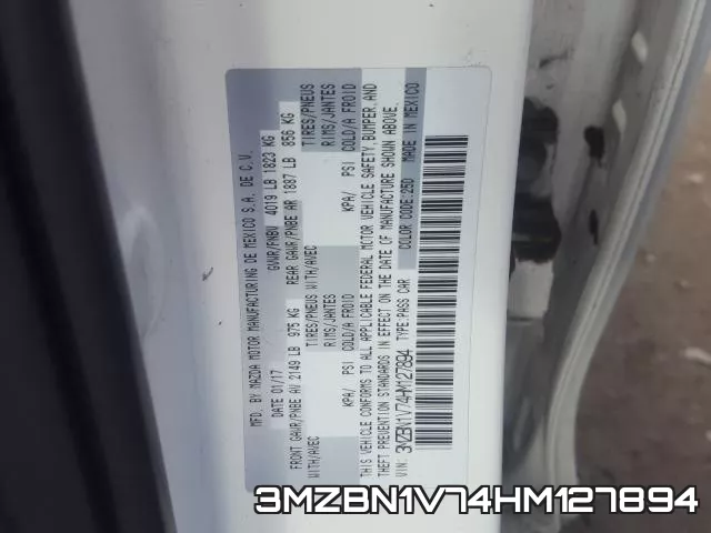 3MZBN1V74HM127894 фото 2