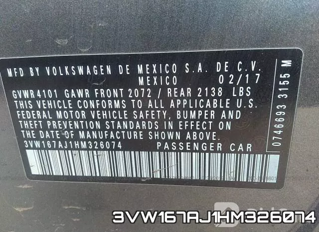 3VW167AJ1HM326074 фото 8