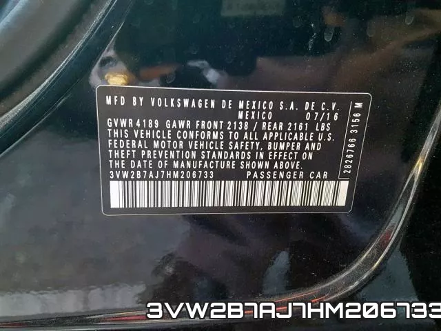 3VW2B7AJ7HM206733 фото 2