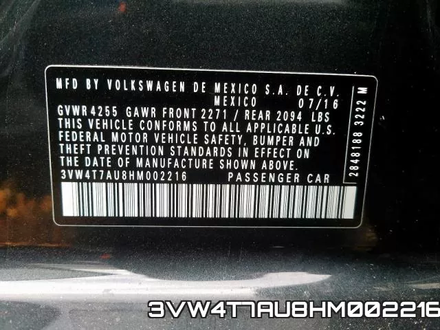 3VW4T7AU8HM002216 фото 2