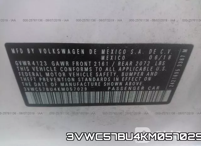 3VWC57BU4KM057029 фото 9