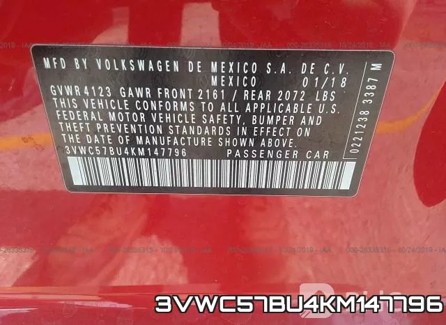 3VWC57BU4KM147796 фото 8
