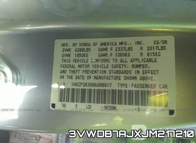 3VWDB7AJXJM217210 фото 8