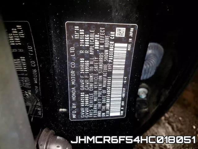JHMCR6F54HC018051 фото 2