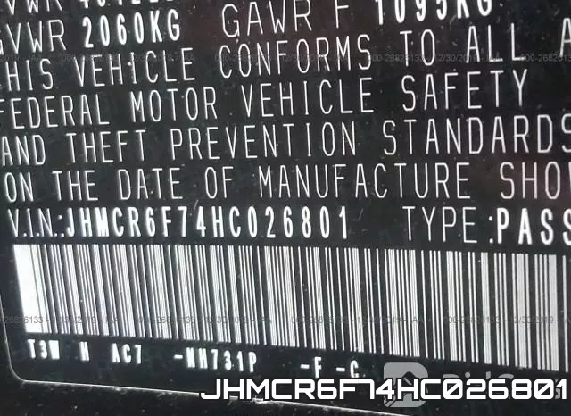 JHMCR6F74HC026801 фото 8