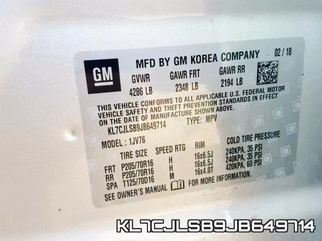 KL7CJLSB9JB649714 фото 2