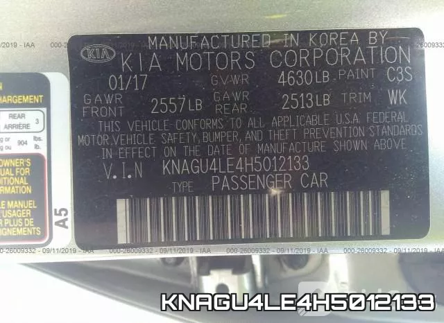 KNAGU4LE4H5012133 фото 8