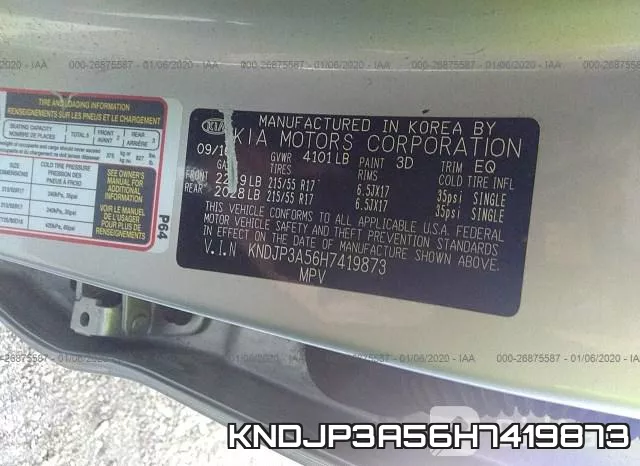KNDJP3A56H7419873 фото 8