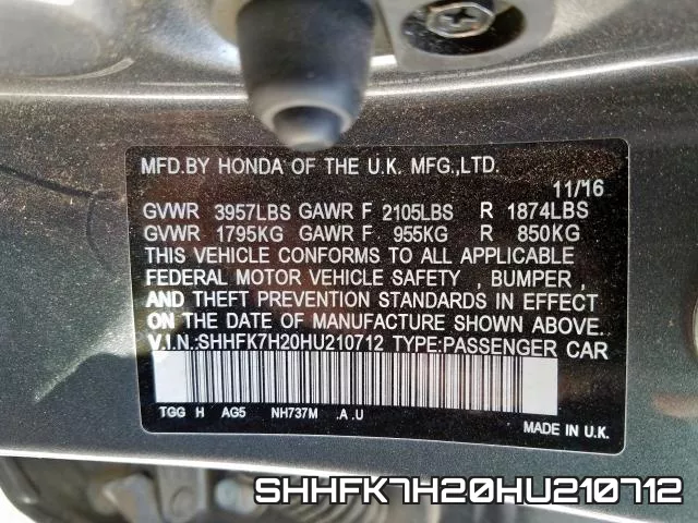 SHHFK7H20HU210712 фото 2