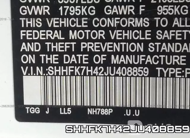 SHHFK7H42JU408859 фото 8