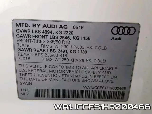 WA1JCCFS1HR000466 фото 2