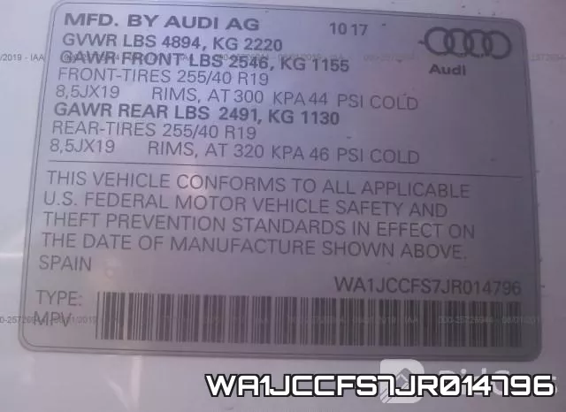 WA1JCCFS7JR014796 фото 7