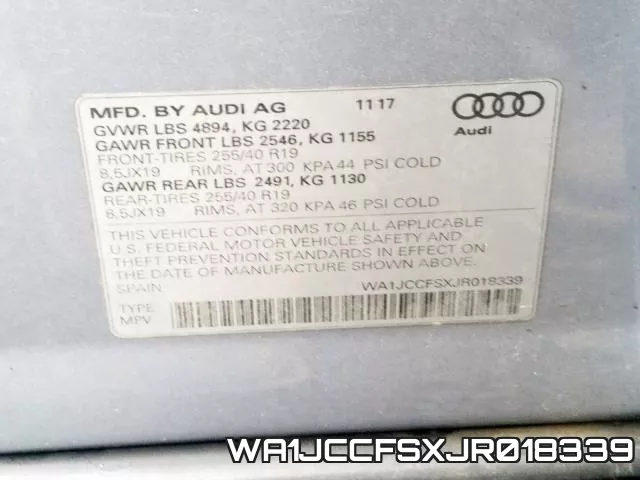 WA1JCCFSXJR018339 фото 2