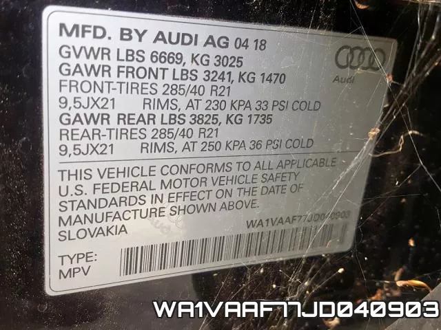 WA1VAAF77JD040903 фото 2