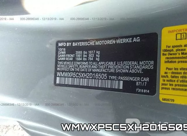 WMWXP5C5XH2D16505 фото 7