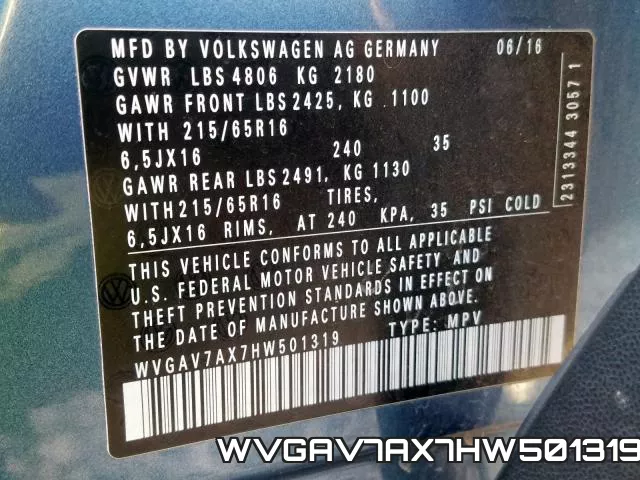 WVGAV7AX7HW501319 фото 2