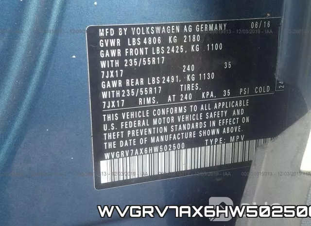 WVGRV7AX6HW502500 фото 9