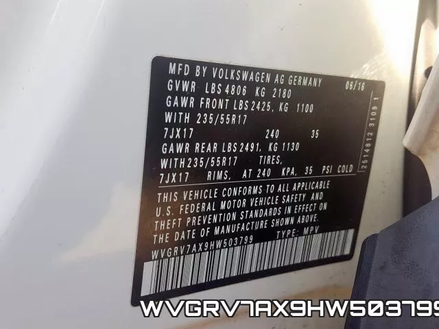 WVGRV7AX9HW503799 фото 2
