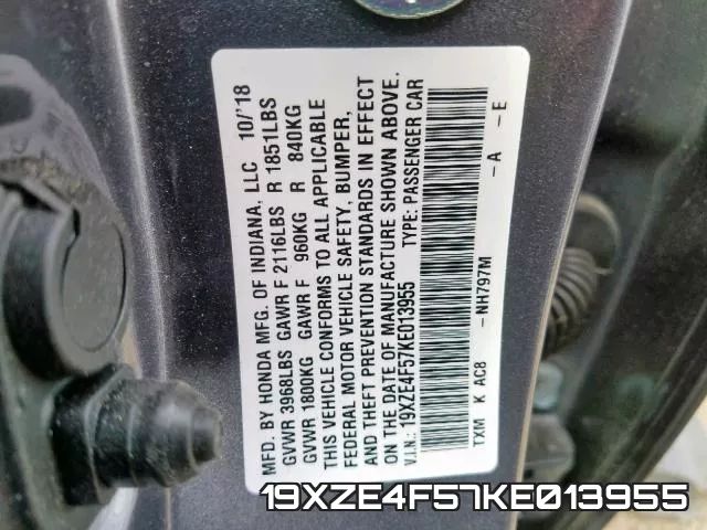 19XZE4F57KE013955 фото 2