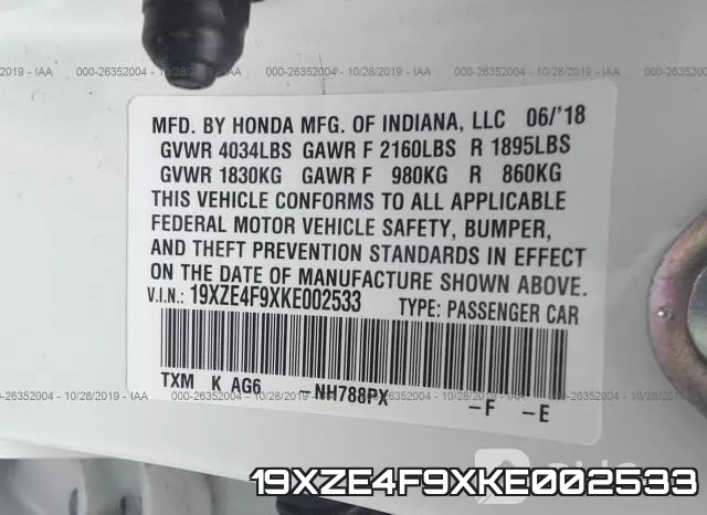 19XZE4F9XKE002533 фото 9
