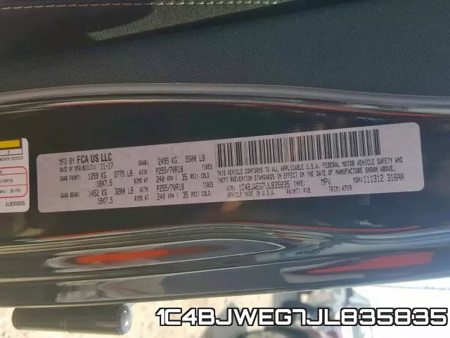 1C4BJWEG7JL835835 фото 2