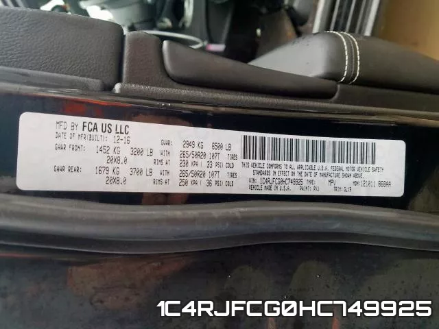 1C4RJFCG0HC749925 фото 2
