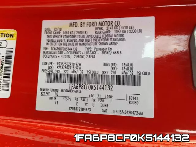 1FA6P8CF0K5144132 фото 2