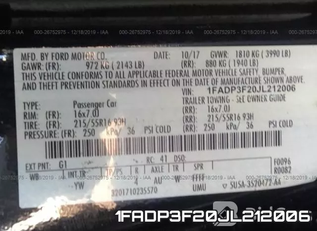 1FADP3F20JL212006 фото 7