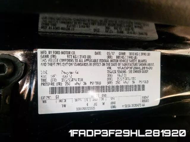 1FADP3F29HL281920 фото 2