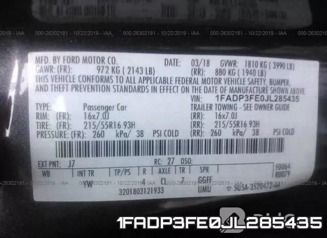 1FADP3FE0JL285435 фото 8