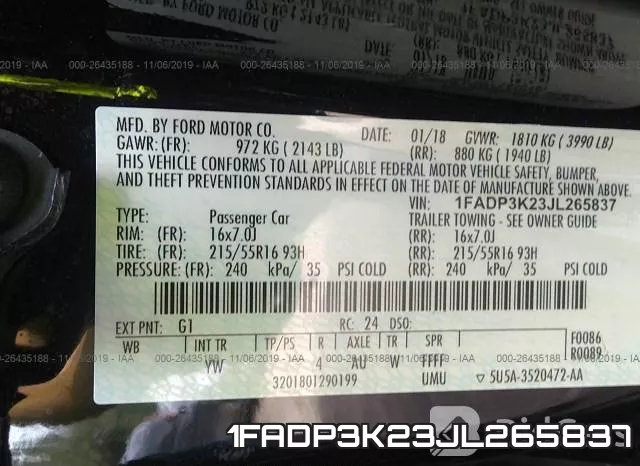 1FADP3K23JL265837 фото 9