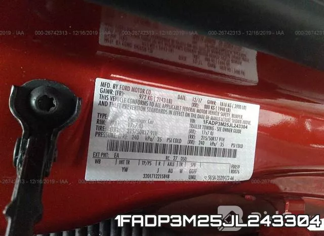 1FADP3M25JL243304 фото 7