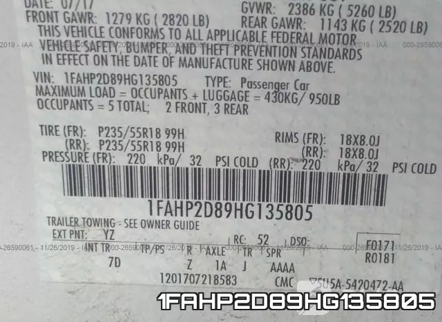 1FAHP2D89HG135805 фото 7